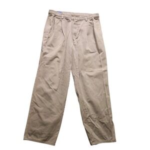 Pendleton Pants Mens 38 Khaki Tan Pleated Chino Trousers Cotton Dress Casual